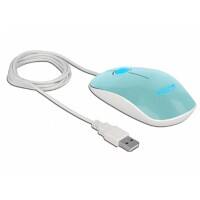 DeLOCK Optische USB Kabelgebundene Maus Beidhändig Glänzendes 1.3 m Kabel Türkis