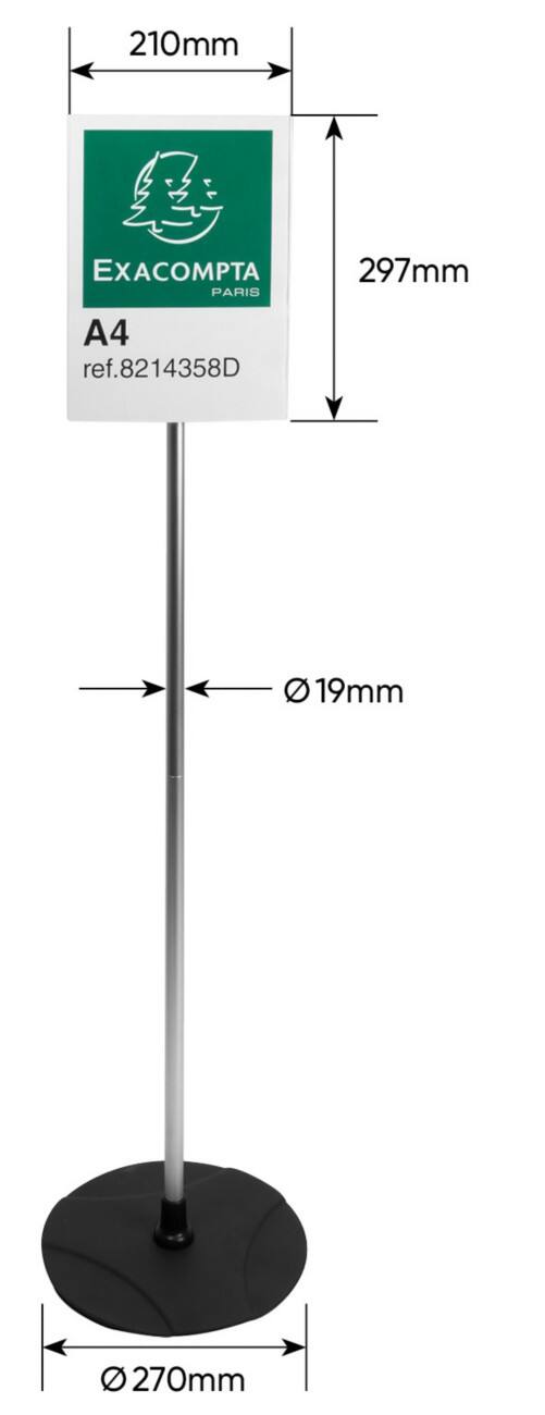 ExaClair Bodenschild-Halter Acryl Aluminium Schwarz, Transparent A4 5 Stück