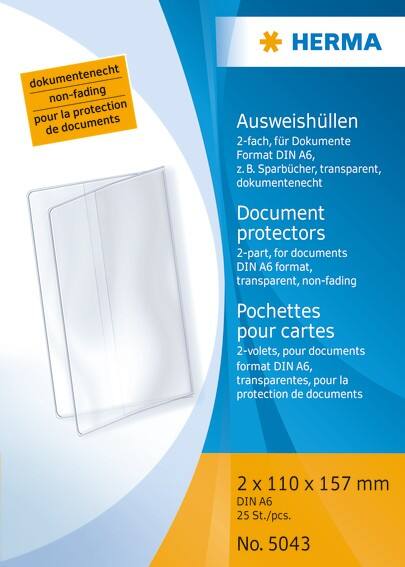 HERMA Ausweishüllen Transparent PP (Polypropylen) 15,7 x 11 cm 25 Stück