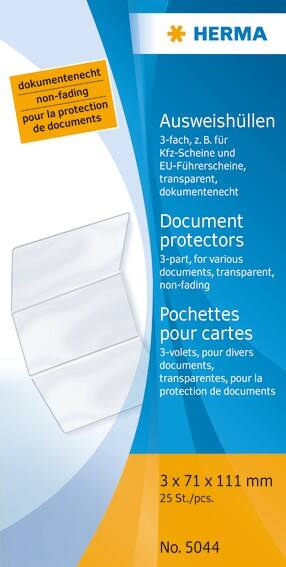 HERMA Ausweishüllen Transparent PP (Polypropylen) 11,1 x 7,1 cm 25 Stück