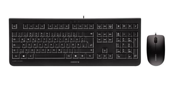 CHERRY Tastatur-Maus-Set DC 2000 JD-0800DE-2 Verkabelt Schwarz QWERTY Deutsch