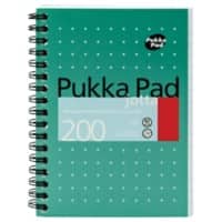 Pukka Pad Notizbuch Metallic Jotta A6 liniert Spirale gebundener Karton Hardback Grün perforiert 200 Seiten 3er-Pack