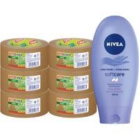 tesapack Braun Eco Papier Verpackungsklebeband und Nivea Creme Bundle 50 mm x 50 m 6 Rollen