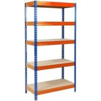 Office Marshal Metallregal Grizzly Blau, Orange 5 Fächer 1800 (H) x 900 (B) x 600 (T) mm