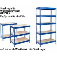 Office Marshal Steckregal Grizzly Blau 5 Fächer 2.200 x 900 x 450 mm