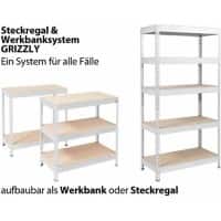 Karat Schwerlastregal Grizzly Weiß 5 Fächer 2.200 x 900 x 450 mm