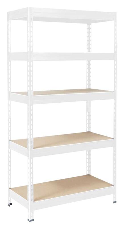 Karat Schwerlastregal Grizzly Weiß 5 Fächer 2.200 x 900 x 600 mm