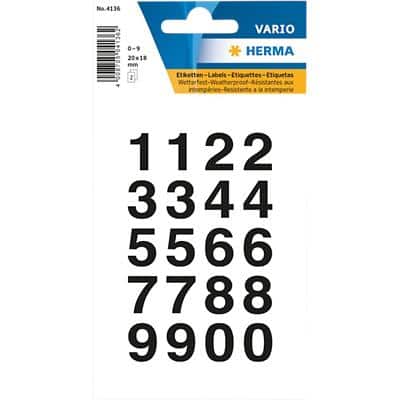 HERMA 4136 Nummernetiketten 0-9 20 x 18 mm Schwarz 10 Packungen mit 400 Etiketten