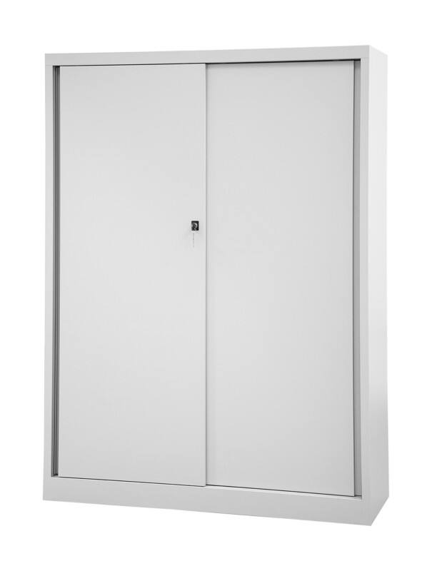 Bisley Schiebetürenschrank ECO, 3 Fachböden, 4 OH, Farbe lichtgrau, H 1637 x B 1200 x T 430 mm