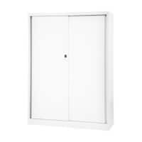 Bisley Schiebetürenschrank ECO, 3 Fachböden, 4 OH, Farbe verkehrsweiß, H 1637 x B 1200 x T 430 mm