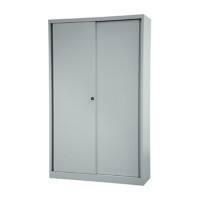 Bisley Schiebetürenschrank ECO, 4 Fachböden, 5 OH, Farbe silber, H 1980 x B 1200 x T 430 mm