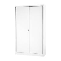 Bisley Schiebetürenschrank ECO, 4 Fachböden, 5 OH, Farbe verkehrsweiß, H 1980 x B 1200 x T 430 mm