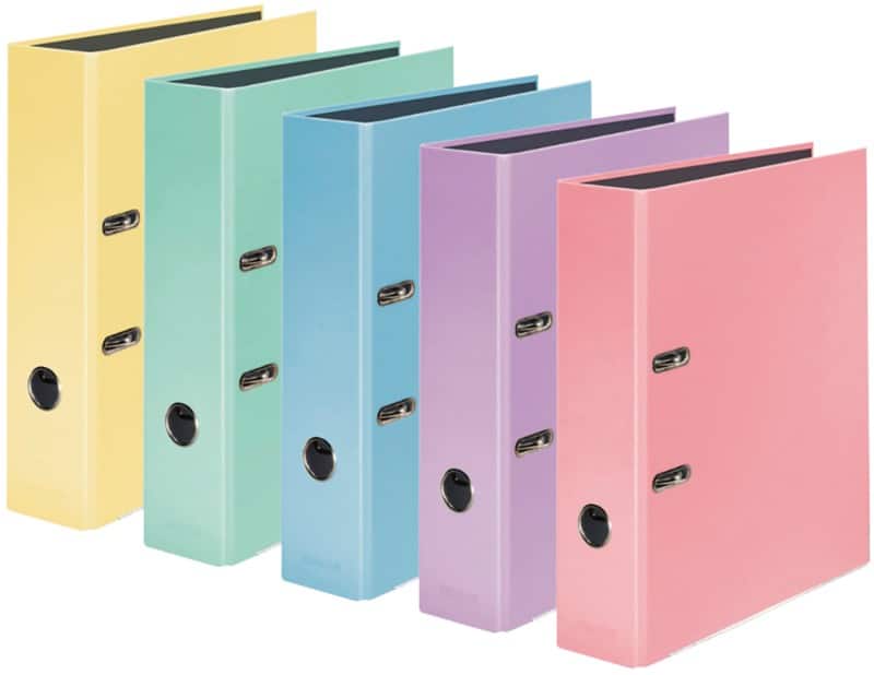 Falken Pastel Color Ordner Breit DIN A4 80 mm Farbig sortiert 2 Ringe Pappkarton Glänzend 10 Stück