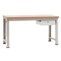 Manuflex Werkbank Complete PROFI Standard Baisc Buchenholz, Stahl Lichtgrau 1.500 x 700 x 840 mm