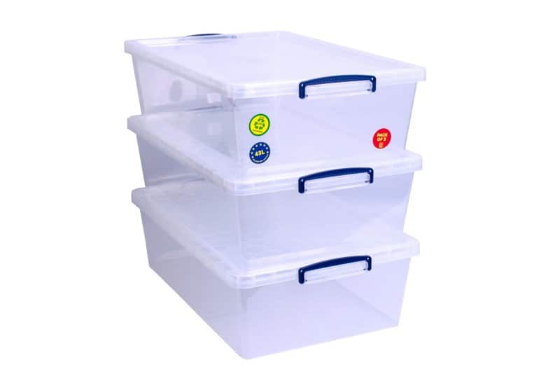 Really Useful Box Kunststoff Archivbox 43 L Transparent 44 x 69,5 x 23 cm 3 Stück