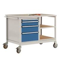 Manuflex Mobil Werkbank Lichtgrau, Brillantblau 1.135 x 590 x 802 mm