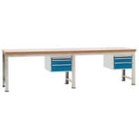 Manuflex Werkbank Complete Profi Buchenholz, Stahl Lichtgrau, Brillantblau 1.500 x 700 x 840 mm