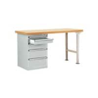 Manuflex Werkbanksystem Combi 2 Case Modell 1 Buchenholz, Stahl  Lichtgrau 2.000 x 700 x 840 mm