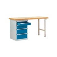 Manuflex Werkbanksystem Combi Modell 1 Multiplex, Stahl  Brillantblau 2.000 x 700 x 840 mm
