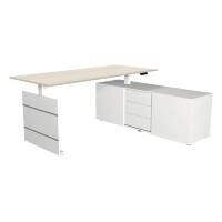 Move 3 - Schreibtisch mit Sideboard - Steh-/Sitztisch 180x80x72-120cm mit sideboard 160x50x58cm Ahorn