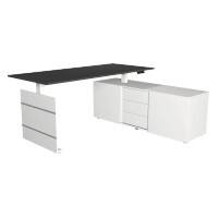 Move 3 - Schreibtisch mit Sideboard - Steh-/Sitztisch 180x80x72-120cm mit sideboard 160x50x58cm anthrazit