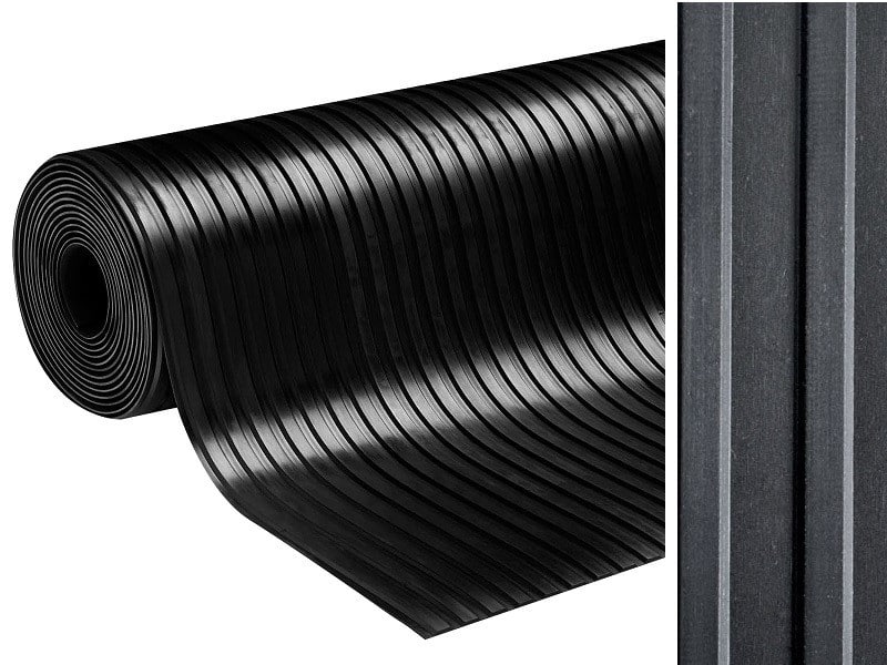 Gummiläufer etm Schwarz SBR-Gummi Breit gerippt 1000 x 5000 mm