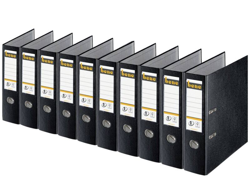 Bene No.1 Power Ordner Breit DIN A4 80 mm Schwarz 2 Ringe 291400 Kunststoff Glatt Hochformat 10 Stück