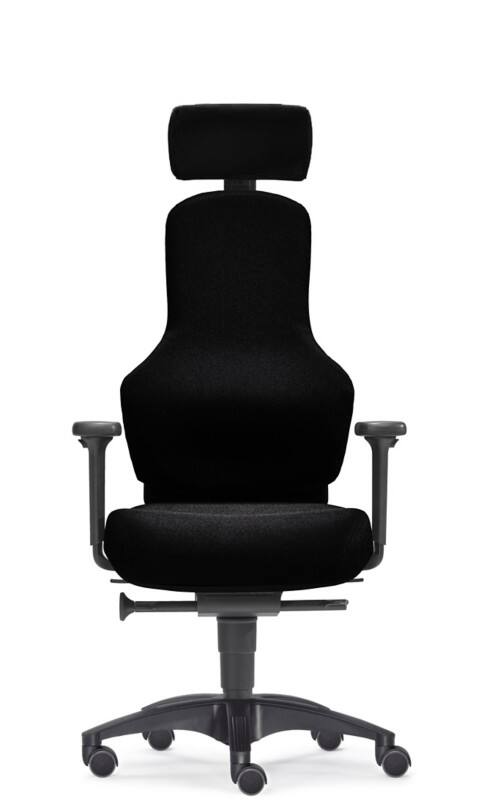 SITWELL STEIFENSAND Bürostuhl Ortholetic Balance L mit Kopfstütze und Armlehnen Schwarz Stoff 130 kg