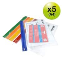 Rapesco Reißverschlussbeutel 1503 DIN A4+ Reißverschluss PP (Polypropylen) 27 (B) x 3 (T) x 38 (H) cm Farbig sortiert 5 Stück