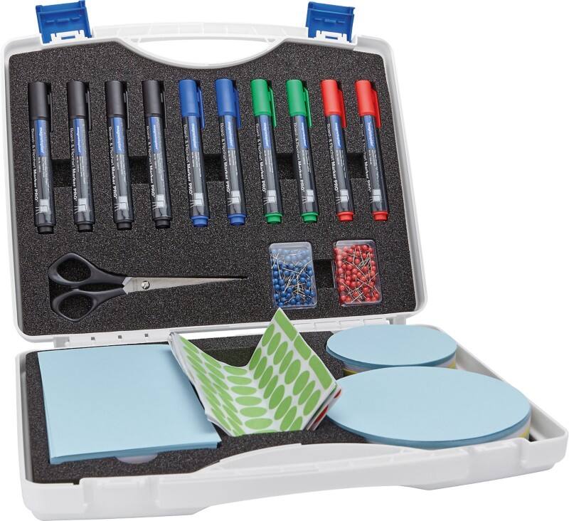 magnetoplan Präsentations-Kit Moderationskoffer Schwarz Weiß 34 x 27,5 cm