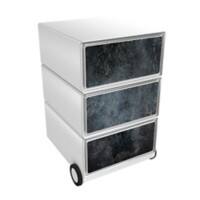 PAPERFLOW Rollcontainer easyBox 3 horizontale Schubladen 642x390x436mm PERSO NIGRUM