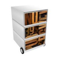 PAPERFLOW Rollcontainer easyBox 3 horizontale Schubladen 642x390x436mm PERSO NUMMERN & BUCHSTABEN