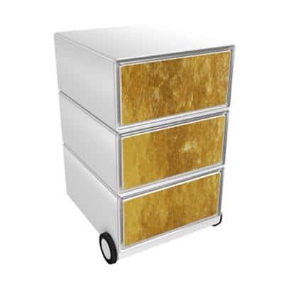 PAPERFLOW Rollcontainer easyBox 3 horizontale Schubladen 642x390x436mm PERSO GOLD