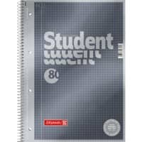 BRUNNEN Student Premium Collegeblock DIN A4 Kariert Spiralbindung Pappkarton Anthrazit-Metallic Perforiert 160 Seiten 80 Blatt