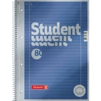 BRUNNEN Student Premium Notebook DIN A4 Liniert Spiralbindung Pappkarton Blau Perforiert 160 Seiten 80 Blatt