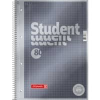 BRUNNEN Student Premium Collegeblock DIN A4 Spiralbindung Kariert Pappkarton Anthrazit-Metallic Perforiert 160 Seiten 80 Blatt