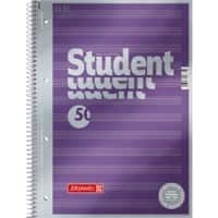 BRUNNEN Student Premium Collegeblock DIN A4 Liniert Spiralbindung Pappkarton Violett Perforiert 100 Seiten 50 Blatt