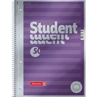 BRUNNEN Student Premium Notebook DIN A4 Liniert Spiralbindung Pappkarton Violett Perforiert 100 Seiten 50 Blatt