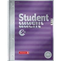 BRUNNEN Student Premium Notebook DIN A4 Liniert Spiralbindung Pappkarton Violett Perforiert 100 Seiten 50 Blatt