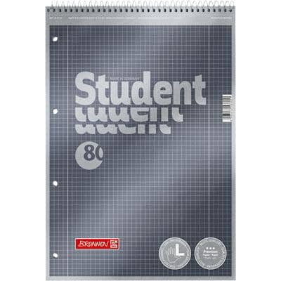 BRUNNEN A4 Student Premium Spiralbindung Grau Kartoneinband Notizbuch Kariert 80 Blatt