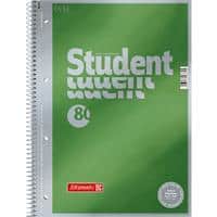 BRUNNEN Student Premium Notebook DIN A4 Blanko Spiralbindung Pappkarton Grün Perforiert 160 Seiten 80 Blatt
