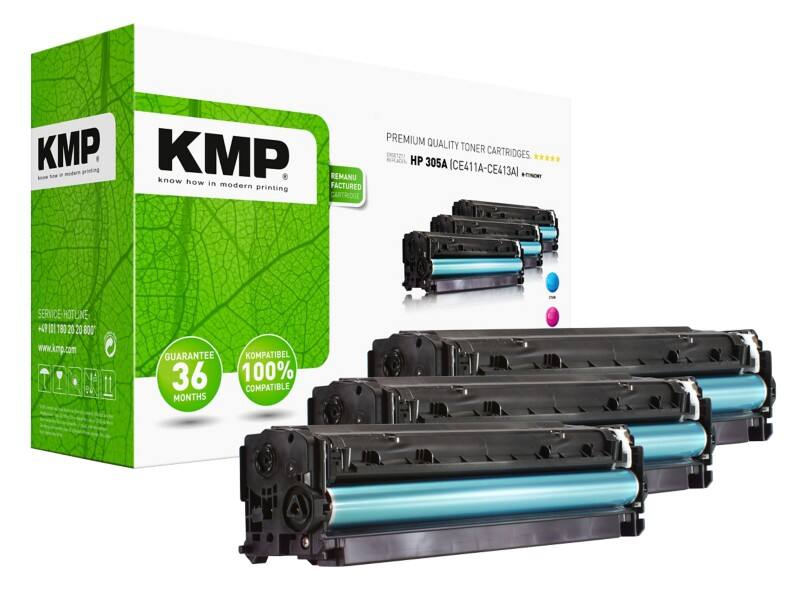 Kompatible KMP HP 305A Tonerkartusche CF370AM Cyan, Magenta, Gelb Multipack 3 Stück