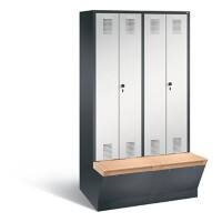 C+P Garderobenschrank Evolo mit Sitzfläche H2090xB1190xT815mm Korpus: Schwarzgrau Türen: Lichtgrau Abteile: 4 Abteilbreite: 300mm