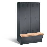 C+P Garderobenschrank Evolo mit Sitzfläche H2090xB1190xT815mm Korpus: Schwarzgrau Türen: Schwarzgrau Abteile: 4 Abteilbreite: 300mm