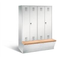 C+P Garderobenschrank Evolo mit Sitzfläche H2090xB1590xT815mm Korpus: Lichtgrau Türen: Lichtgrau Abteile: 4 Abteilbreite: 400mm