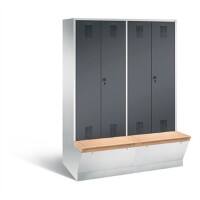 C+P Garderobenschrank Evolo mit Sitzfläche H2090xB1590xT815mm Korpus: Lichtgrau Türen: Schwarzgrau Abteile: 4 Abteilbreite: 400mm