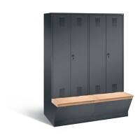 C+P Garderobenschrank Evolo mit Sitzfläche H2090xB1590xT815mm Korpus: Schwarzgrau Türen: Schwarzgrau Abteile: 4 Abteilbreite: 400mm