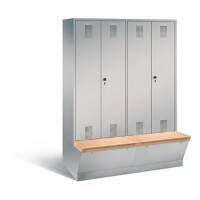 C+P Garderobenschrank Evolo mit Sitzfläche H2090xB1590xT815mm Korpus: Weißaluminium Türen: Weißaluminium Abteile: 4 Abteilbreite: 400mm