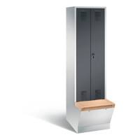 C+P Garderobenschrank Evolo mit Sitzfläche H2090xB610xT815mm Korpus: Lichtgrau Türen: Schwarzgrau Abteile: 2 Abteilbreite: 300mm