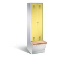 C+P Garderobenschrank Evolo mit Sitzfläche H2090xB610xT815mm Korpus: Lichtgrau Türen: Schwefelgelb Abteile: 2 Abteilbreite: 300mm